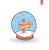 glass dome winter scene vector illustration N3