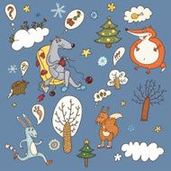 animals vector winter objects N2