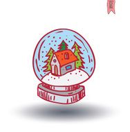 glass dome winter scene vector illustration N4