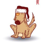 dog icon christmas- illustration N5