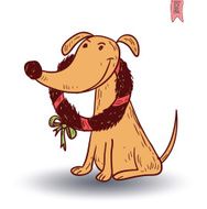 dog icon christmas- illustration N6