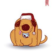 dog icon christmas- illustration N7