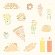 Fastfood cartoon set N2