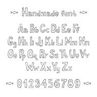 Simple monochrome hand drawn font Complete abc alphabet set