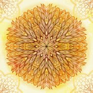 Hand drawn circular beige ornament N13