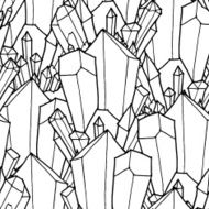 Seamless black and white vector pattern with crystals N2