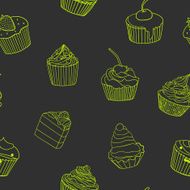 Seamless background with cakes