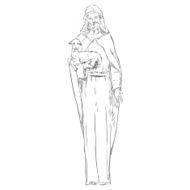 Vector Sketch Jesus with a Lamb