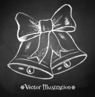Chalkboard drawing of Christmas bell Vector illustration