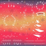 Christmas design elements set on colorful background