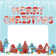 Merry Christmas knitted letters Cartoon city
