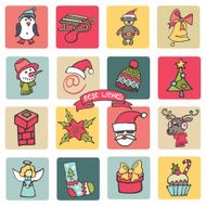 Christmas new year icons button set Colored Doodle