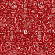 Pizza Seamless hand drawn doodle pattern