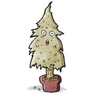cartoon rotten old Christmas tree