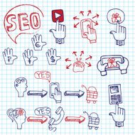 Doodle scheme main activities seo with icons Notepaper