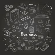 Doodle business diagrams set on blackboard illustration N2