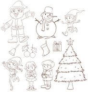 Plain sketch of a Christmas celebration N2