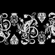 Hand-drawn paisley pattern Monochrome seamless background