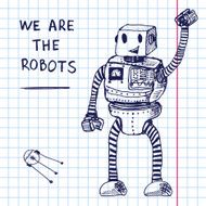 Vector hand draw robot on exersize book Eps10 N5