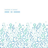Vector blue abstract swirls horizontal frame seamless pattern background