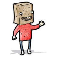 cartoon ugly man with bag on head N4