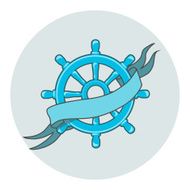 Ship Wheel Banner isolated whith ribbon
