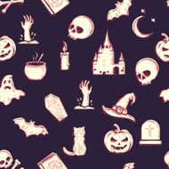 Vector Seamless Halloween Pattern N24