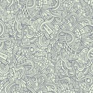 doodles hand drawn town seamless pattern N7