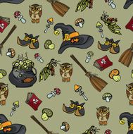 Halloween seamless pattern Wtches set