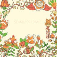 border with abstract hand-drawn flowers N2