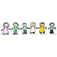 child&#039;s drawing of friends holding hands N2