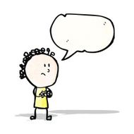 cartoon nervous woman with speech bubble N40