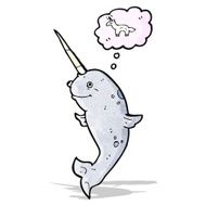 cartoon narwhal imagining a unicorn