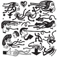 men&#039;s faces women&#039;s arrows - cartoons set