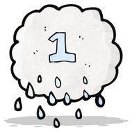 cartoon raincloud with number one N3