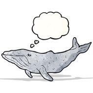 cartoon whale with thought bubble N60