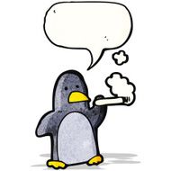 cartoon penguin smoking cigarette N10