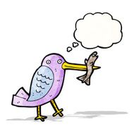 cartoon bird with fish N2