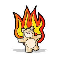cartoon teddy bear on fire N2