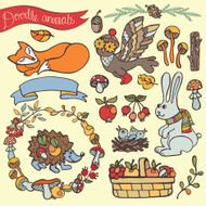 Autumn forest woodland animals floral decor N2