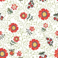 Doodle seamless pattern Cute flowers Apples berries branches N2