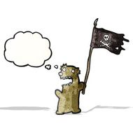 cartoon teddy bear waving pirate flag N2