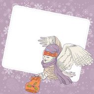 Christmas card of an owl in a hat N2