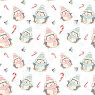 Cute Christmas penguins seamless pattern