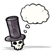 cartoon skull in top hat N21