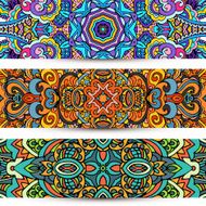 Festive Ornamental vector banner Ethnic tribal Set