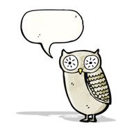 Cartoon owl with speech bubble N104