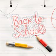 Back to school hand-written red pencil in notebook