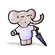cartoon elephant with umbrella N6