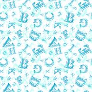 Sketch alphabet seamless pattern